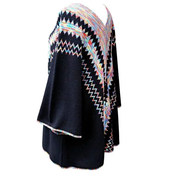 1970s Cuddle Knit Sweater, Op-Art Zigzag Rainbow, Wintuk Acrylic, Size M/L - Picture 3 of 6